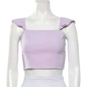 Alice + Olivia Purple Ruffle Crop Top